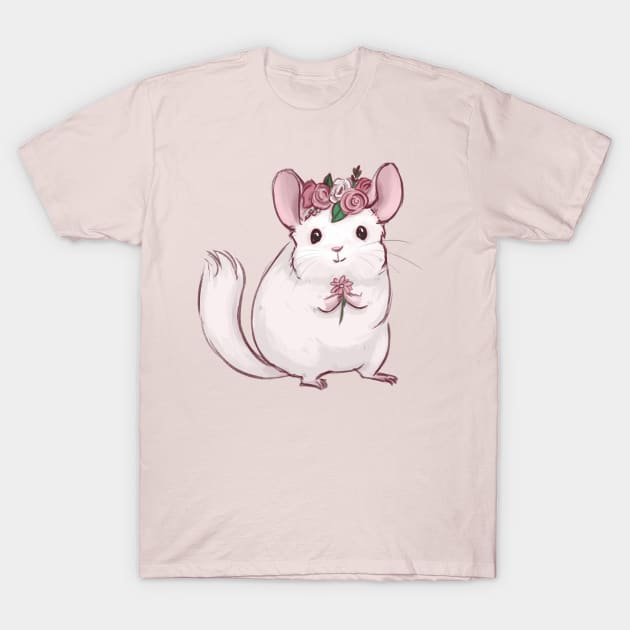 Cute Chinchilla with Flowers T-Shirt by PamelooArt